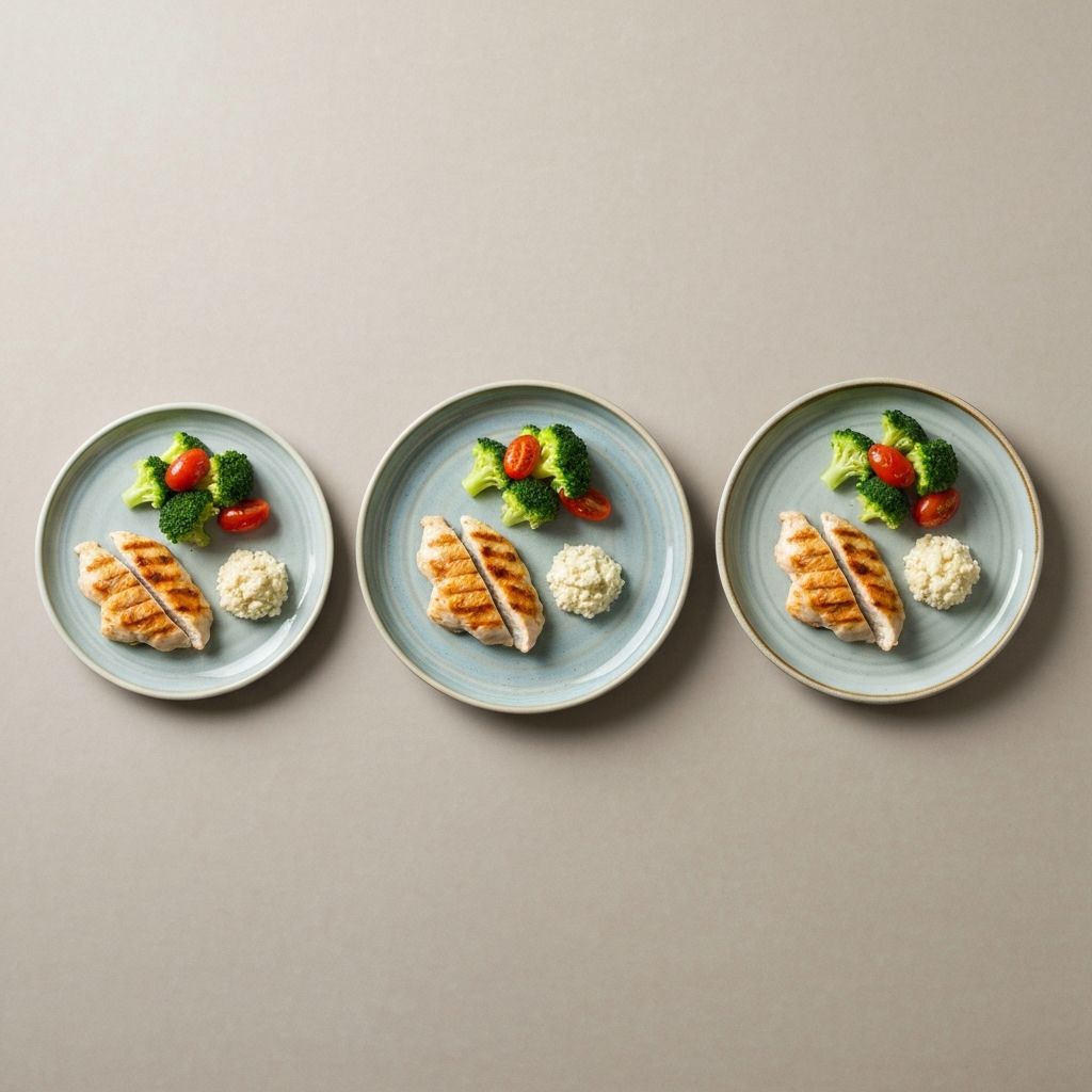 Various portion sizes on different plates
