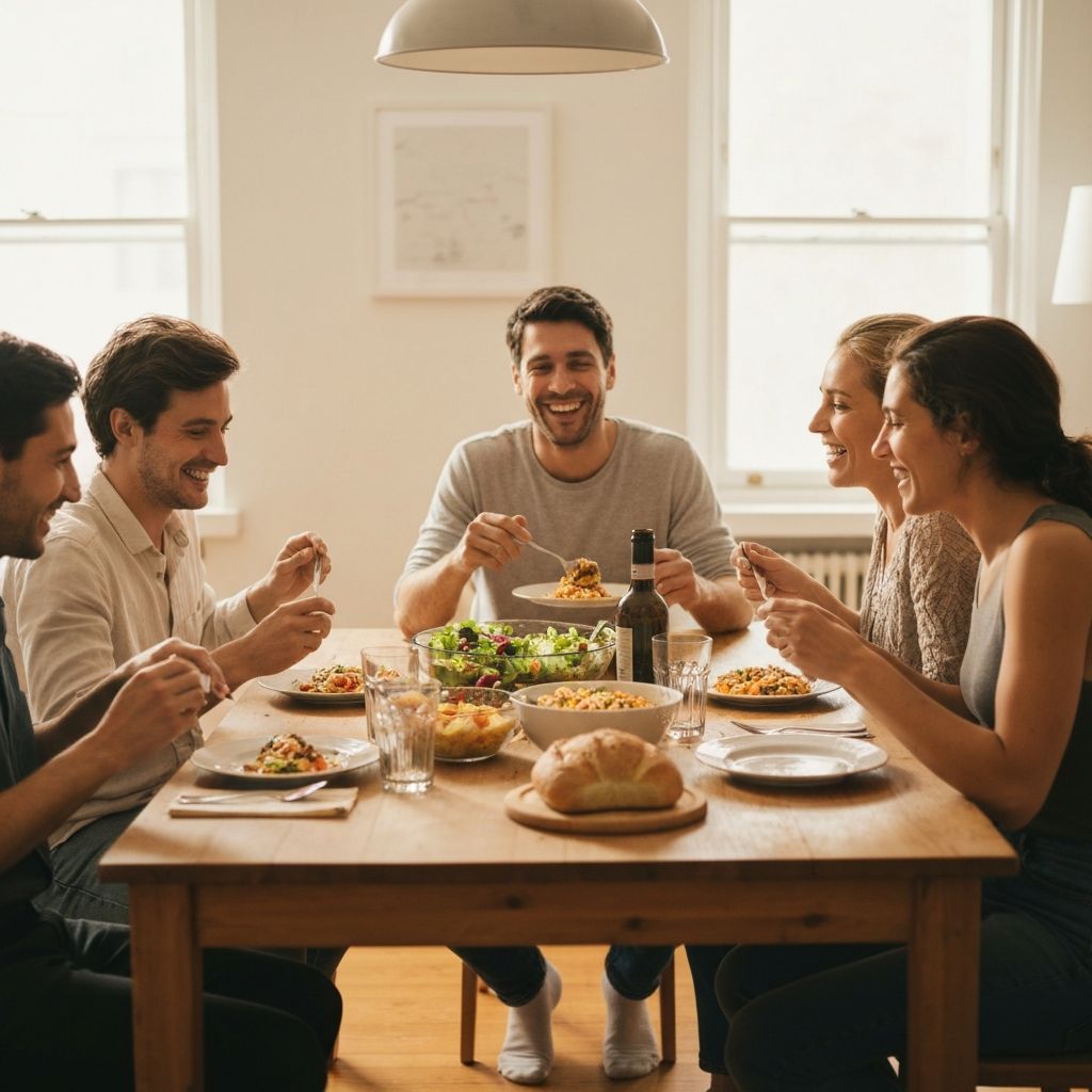 People eating together at a table